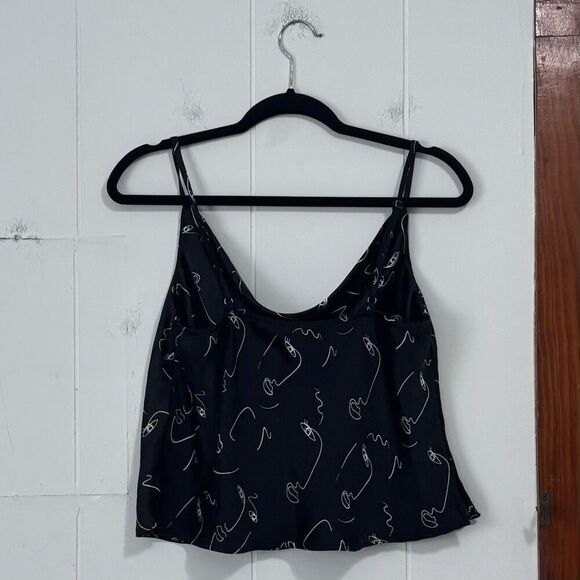 Forever 21 Black Satin Abstract Face Tank Size Large - Picture 5 of 5